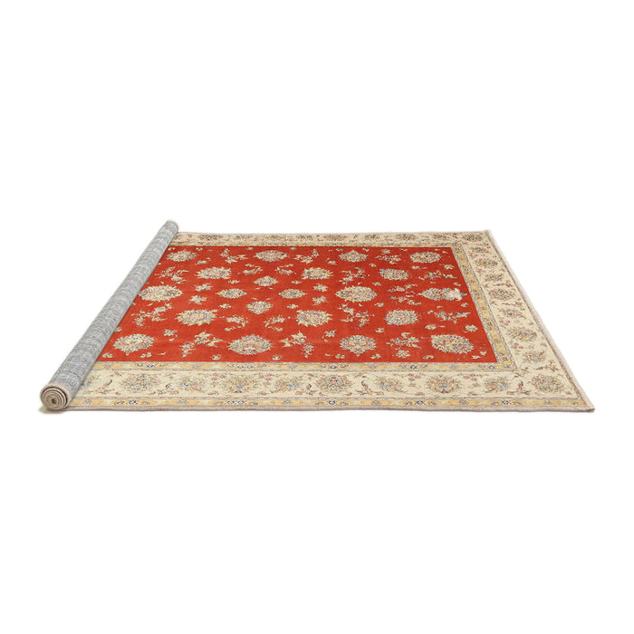 Sideview of Machine Washable Traditional Fire Red Rug, wshtr3465