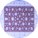 Round Oriental Blue Traditional Rug, tr3465blu