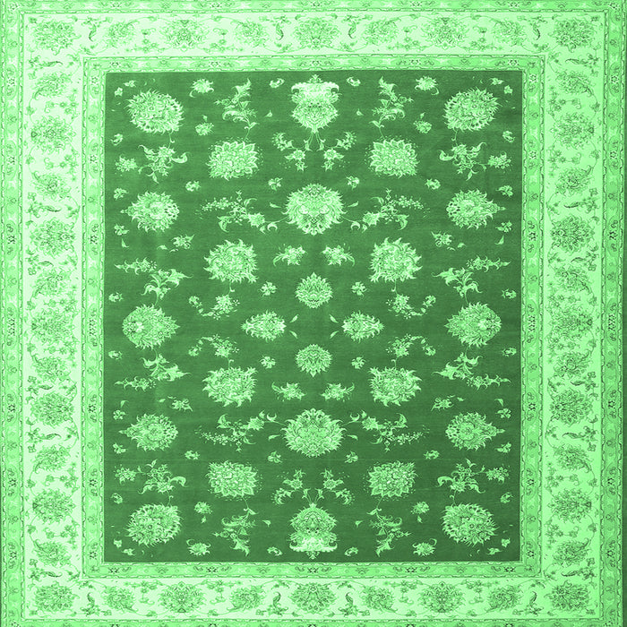 Square Oriental Emerald Green Traditional Rug, tr3465emgrn