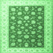 Square Oriental Emerald Green Traditional Rug, tr3465emgrn