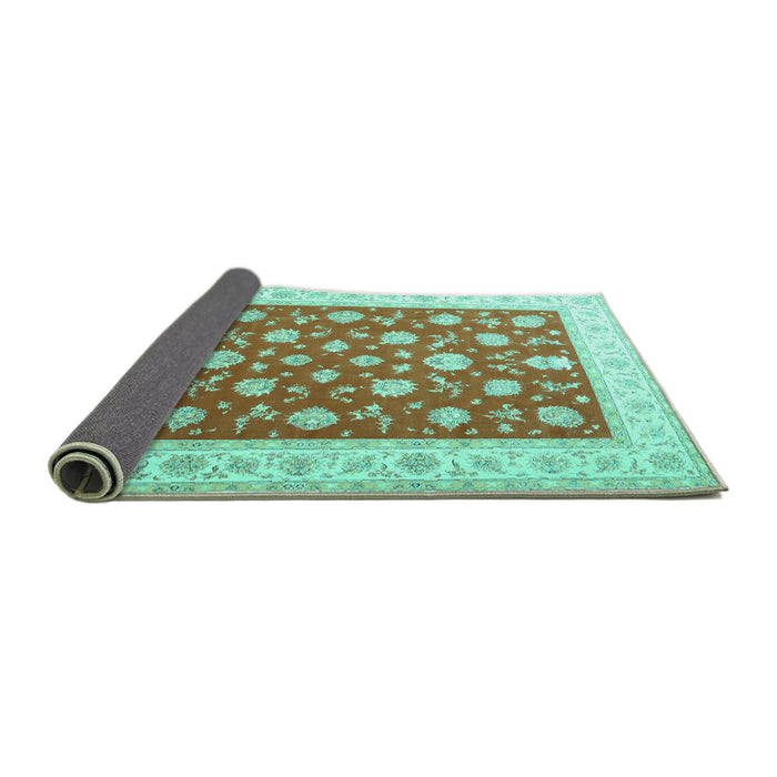 Sideview of Oriental Turquoise Traditional Rug, tr3465turq