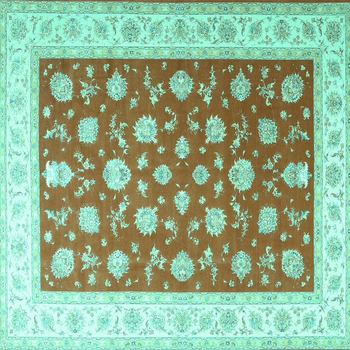 Square Oriental Turquoise Traditional Rug, tr3465turq