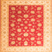 Round Machine Washable Oriental Orange Traditional Area Rugs, wshtr3465org