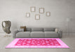 Machine Washable Oriental Pink Traditional Rug in a Living Room, wshtr3465pnk