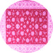 Round Oriental Pink Traditional Rug, tr3465pnk
