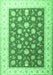 Machine Washable Oriental Emerald Green Traditional Area Rugs, wshtr3465emgrn