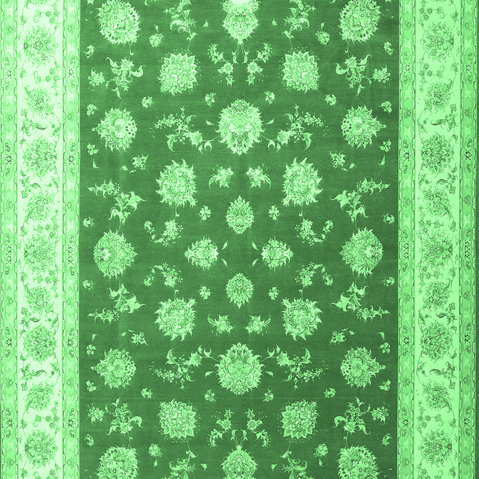 Machine Washable Oriental Emerald Green Traditional Area Rugs, wshtr3465emgrn