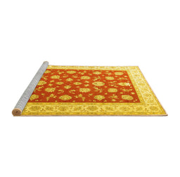 Sideview of Machine Washable Oriental Yellow Traditional Rug, wshtr3465yw