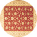 Round Oriental Brown Traditional Rug, tr3465brn