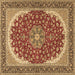 Square Medallion Brown Traditional Rug, tr3466brn