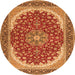 Square Medallion Orange Traditional Rug, tr3466org