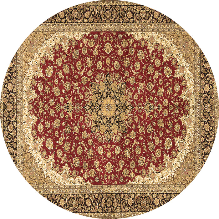 Round Medallion Brown Traditional Rug, tr3466brn