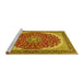 Sideview of Machine Washable Medallion Yellow Traditional Rug, wshtr3466yw