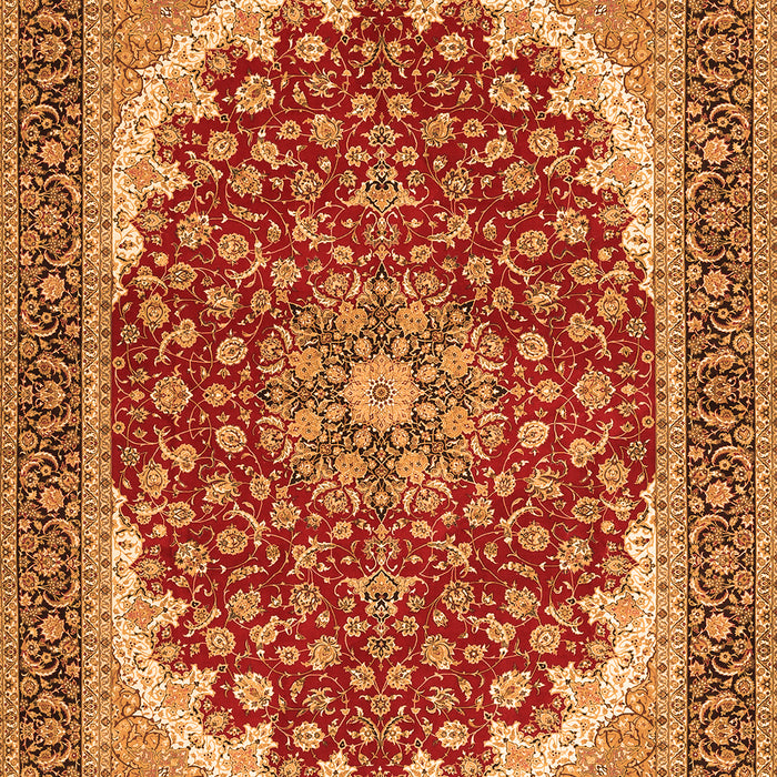 Serging Thickness of Machine Washable Medallion Orange Traditional Area Rugs, wshtr3466org