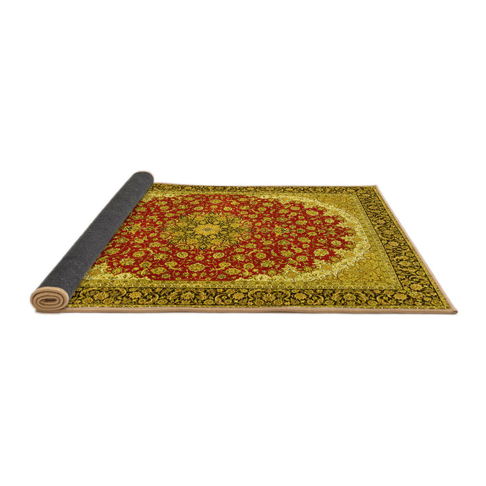 Sideview of Medallion Yellow Traditional Rug, tr3466yw