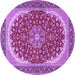 Round Medallion Purple Traditional Rug, tr3466pur