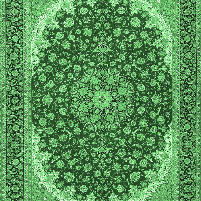Machine Washable Medallion Emerald Green Traditional Area Rugs, wshtr3466emgrn