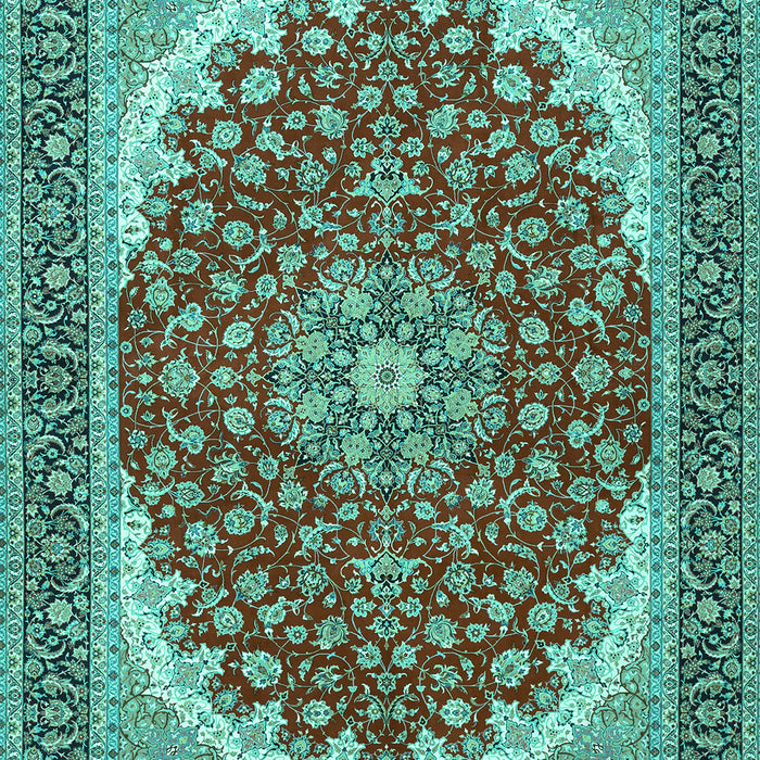 Machine Washable Medallion Turquoise Traditional Area Rugs, wshtr3466turq