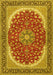 Machine Washable Medallion Yellow Traditional Rug, wshtr3466yw