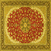 Square Medallion Yellow Traditional Rug, tr3466yw