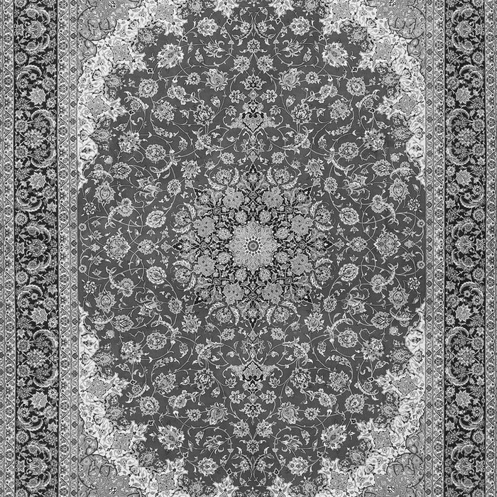 Serging Thickness of Machine Washable Medallion Gray Traditional Rug, wshtr3466gry