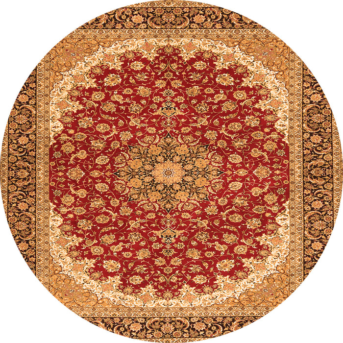 Machine Washable Medallion Orange Traditional Area Rugs, wshtr3466org