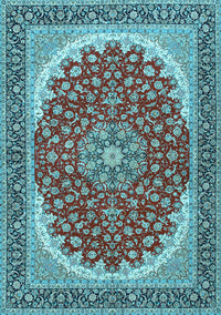 Medallion Light Blue Traditional Rug, tr3466lblu