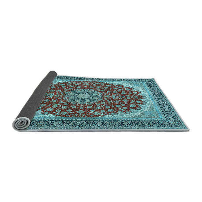 Sideview of Medallion Light Blue Traditional Rug, tr3466lblu