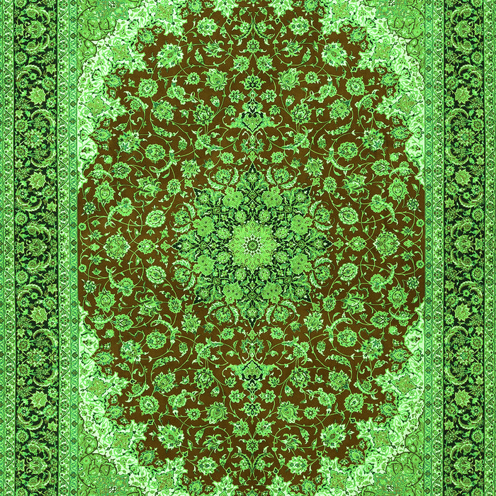 Serging Thickness of Machine Washable Medallion Green Traditional Area Rugs, wshtr3466grn