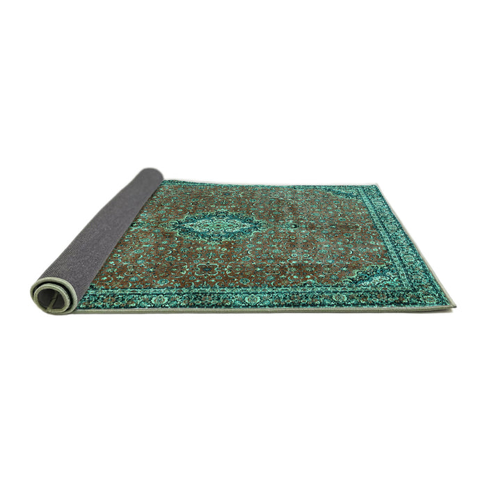 Sideview of Persian Turquoise Traditional Rug, tr3467turq