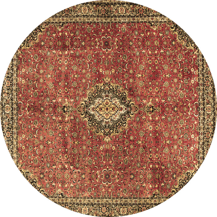 Round Persian Brown Traditional Rug, tr3467brn