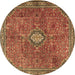 Round Persian Brown Traditional Rug, tr3467brn