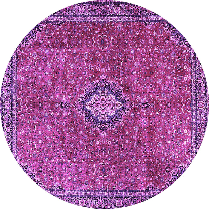 Round Persian Purple Traditional Rug, tr3467pur