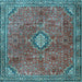 Square Machine Washable Persian Light Blue Traditional Rug, wshtr3467lblu