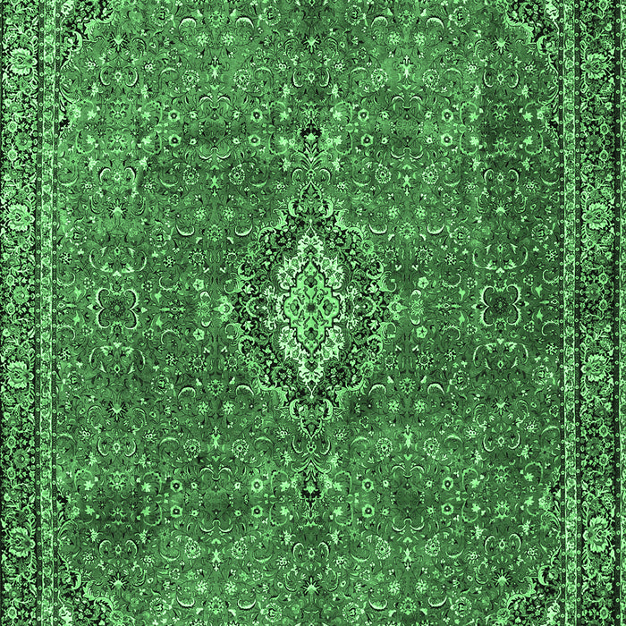 Machine Washable Persian Emerald Green Traditional Area Rugs, wshtr3467emgrn