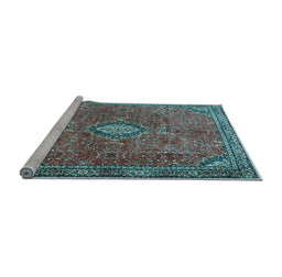 Sideview of Machine Washable Persian Light Blue Traditional Rug, wshtr3467lblu