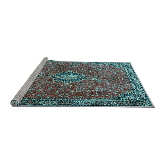 Sideview of Machine Washable Persian Light Blue Traditional Rug, wshtr3467lblu