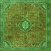 Round Machine Washable Persian Green Traditional Area Rugs, wshtr3467grn