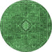 Round Persian Emerald Green Traditional Rug, tr3467emgrn
