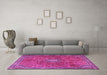 Machine Washable Persian Pink Traditional Rug in a Living Room, wshtr3467pnk