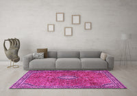 Machine Washable Persian Pink Traditional Rug, wshtr3467pnk