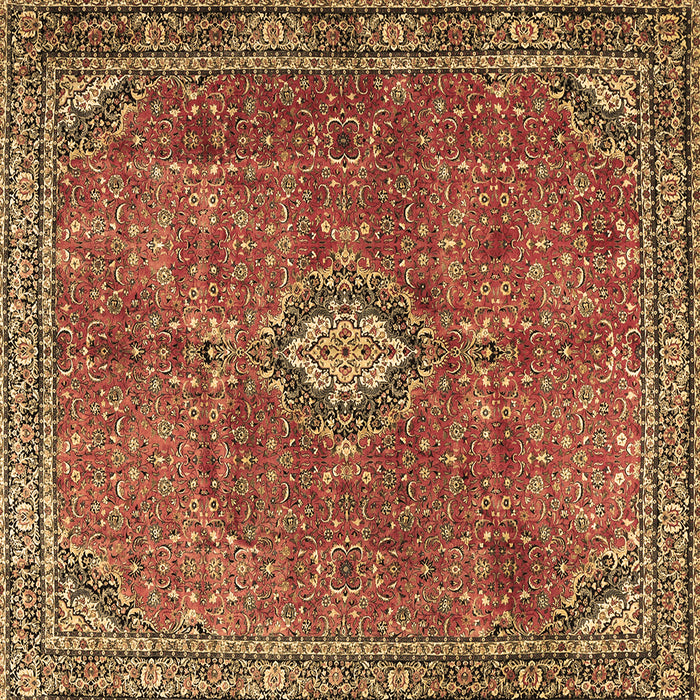 Square Machine Washable Persian Brown Traditional Rug, wshtr3467brn