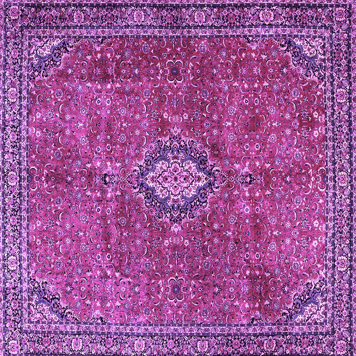 Square Machine Washable Persian Purple Traditional Area Rugs, wshtr3467pur