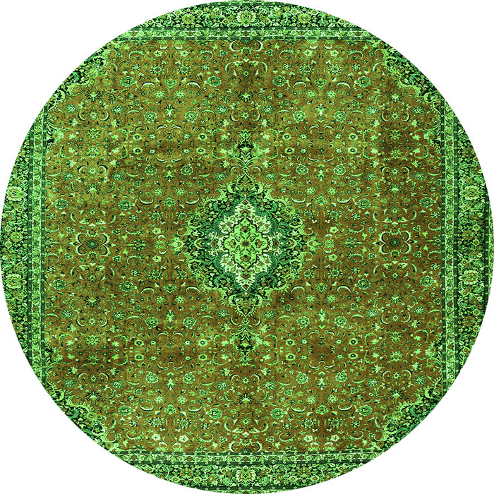 Square Persian Green Traditional Rug, tr3467grn