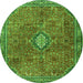 Square Persian Green Traditional Rug, tr3467grn
