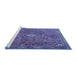 Sideview of Machine Washable Persian Blue Traditional Rug, wshtr3467blu