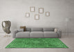 Machine Washable Persian Emerald Green Traditional Area Rugs in a Living Room,, wshtr3467emgrn