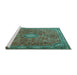 Sideview of Machine Washable Persian Turquoise Traditional Area Rugs, wshtr3467turq