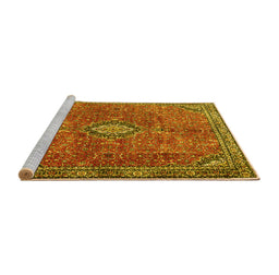 Sideview of Machine Washable Persian Yellow Traditional Rug, wshtr3467yw