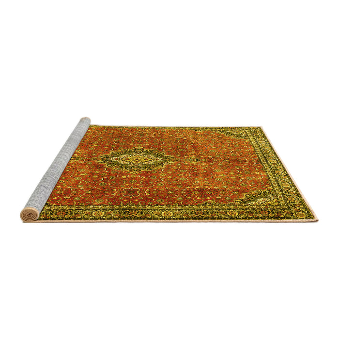 Sideview of Machine Washable Persian Yellow Traditional Rug, wshtr3467yw